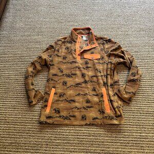 Rare Deluth Trading Fleece Bear & Mountains Pull-over  Men’s Lg